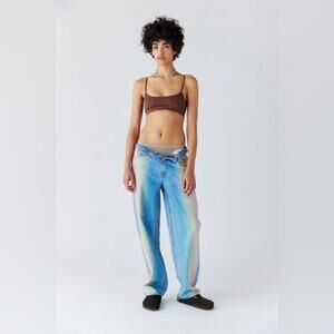 BDG Urban Outfitters High-Waisted Rainbow Baggy Jeans Denim Ombre 90's Size 28